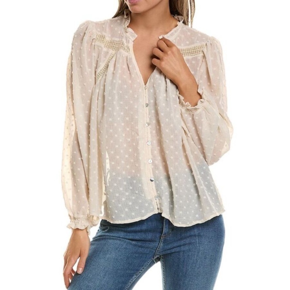 NWT Oat NY Ruffle Neck Blouse Size XS